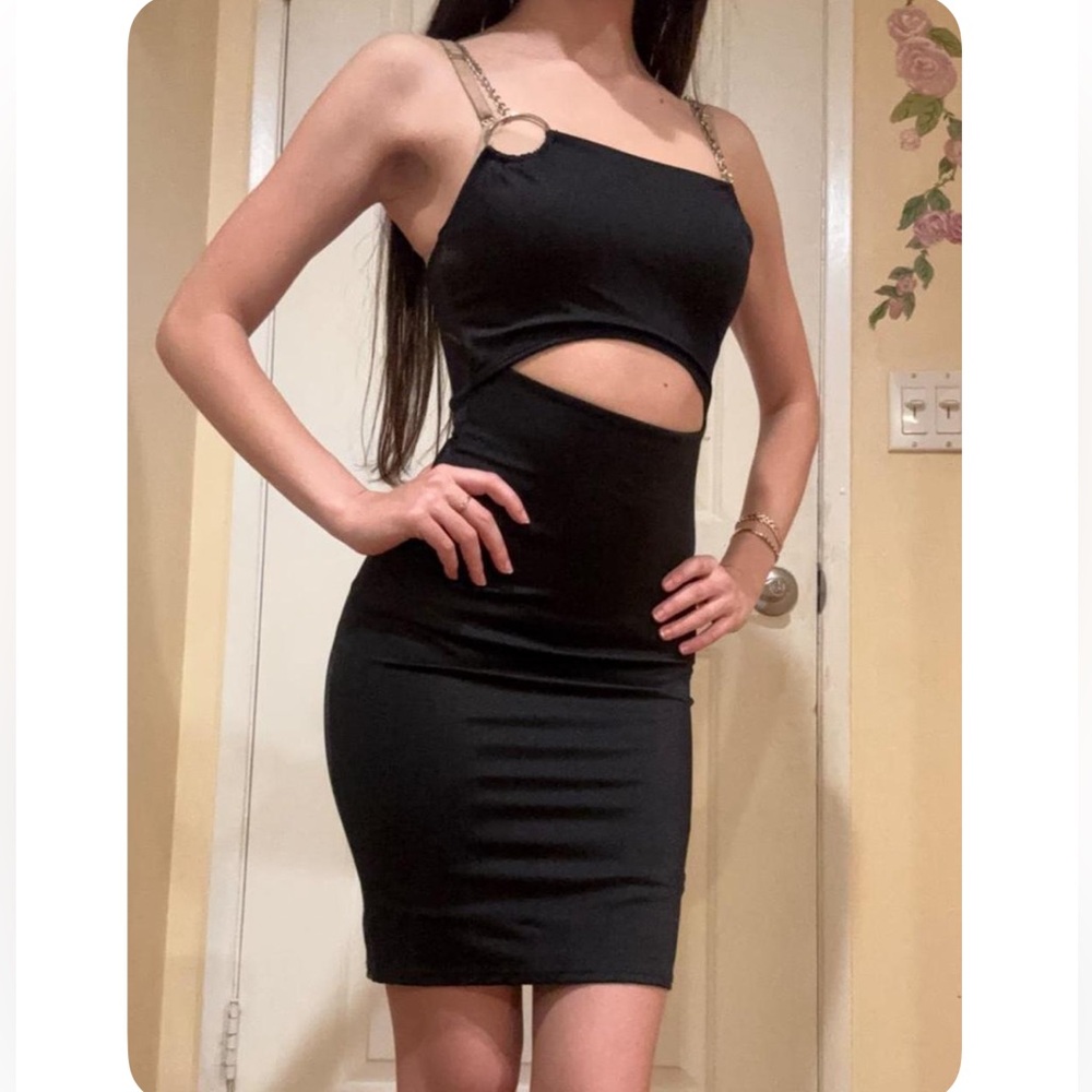 One-Shoulder Black Cutout Bodycon Dress - Women